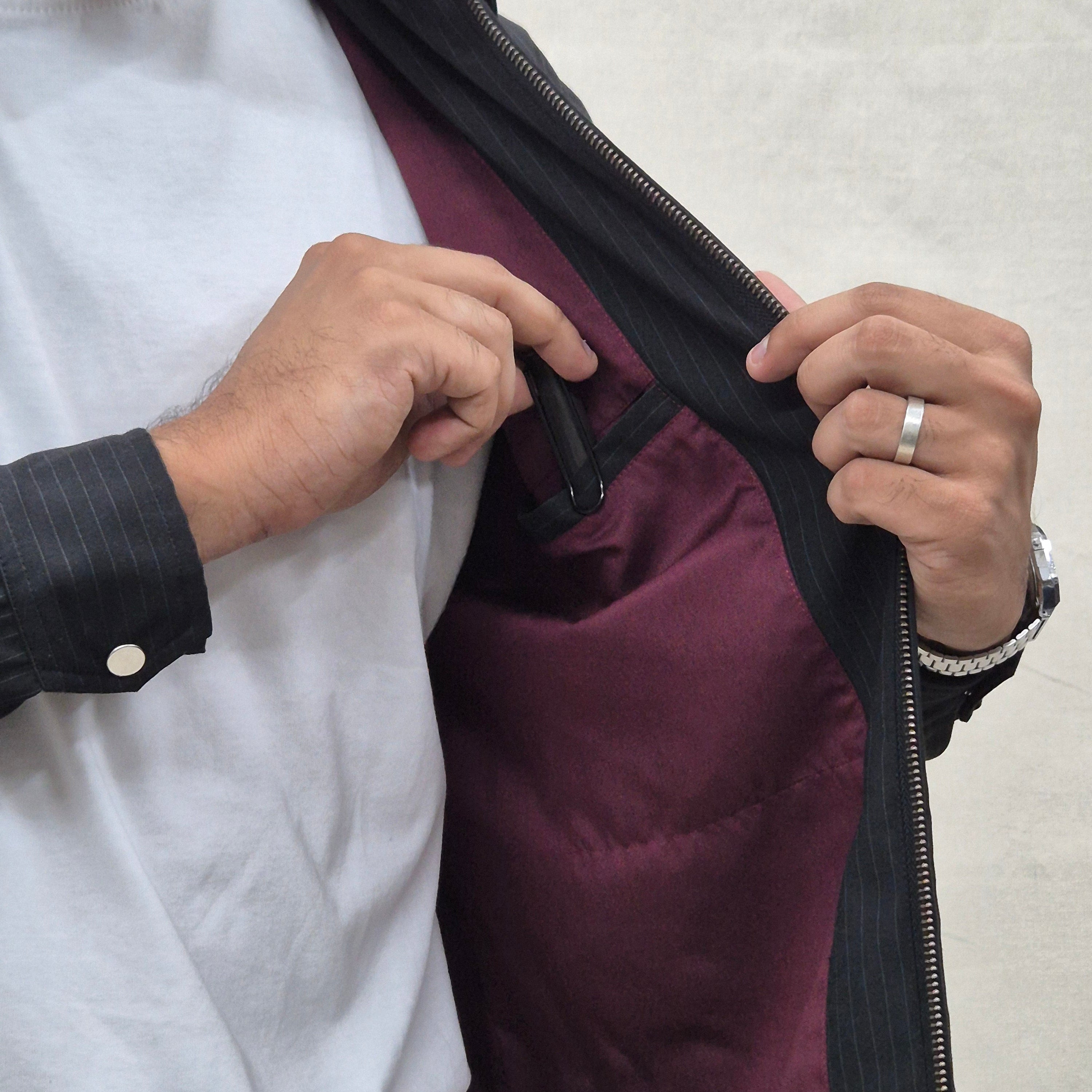 Pinstripe Harrington Jacket