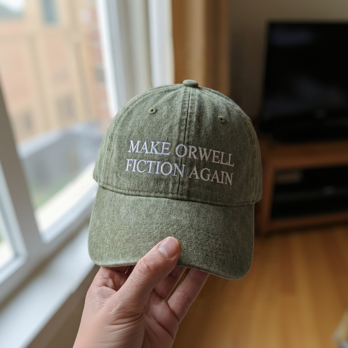 The Olive MOFA Cap – "Make Orwell Fiction Again"