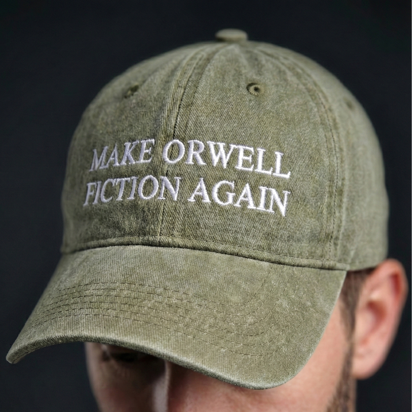 The Olive MOFA Cap – "Make Orwell Fiction Again"